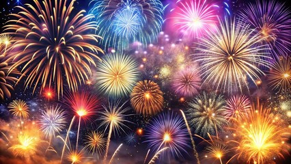 Colorful fireworks background for new year celebration