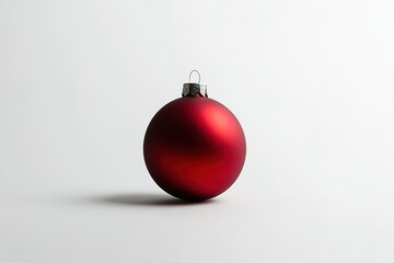 Red Christmas bauble on white background with shadow