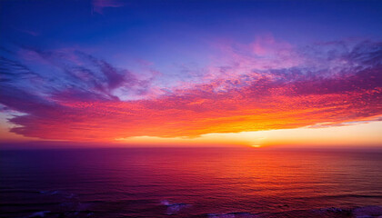 A stunning sunset horizon with a smooth gradient transition from fiery orange to soft pink, fading into deep purple, evoking the peaceful beauty of twilight.