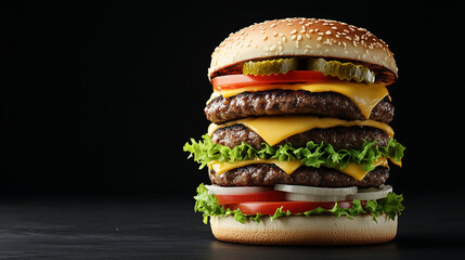 Double Cheeseburger with Fresh Ingredients and Gourmet Appeal