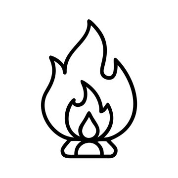 recommend clip art: Burning fire icon in minimalist style, black outline design