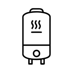 Hot water tank icon in minimalist style, black outline design