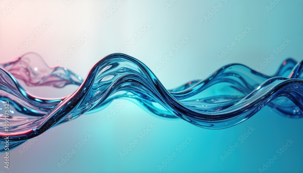 Aufkleber abstract liquid glass shape with colorful reflections. ribbon of curved water with glossy color. chr