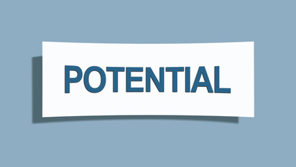 Potential. A card isolated on blue background.