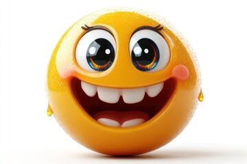 A Delighted Yellow Emoticon With Big Eyes And Droplets