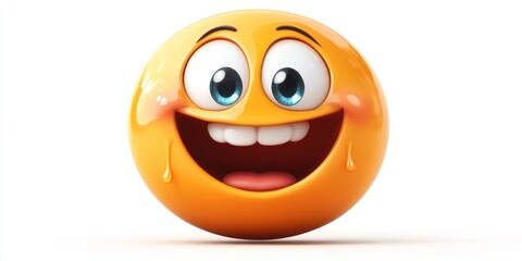 A Joyful Orange Emoticon Displays Exuberant Laughter