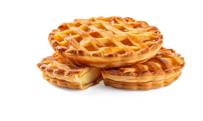 classic tradition lattice apple pie tart tartlet pastry dessert Many assorted different angles, stack on a transparent background