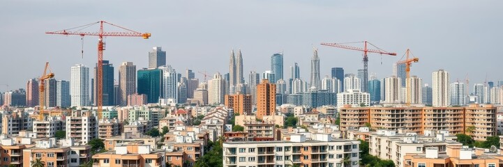 Naklejka premium Aerial view of a newly constructed apartment building with multiple floors and balconies, new, building