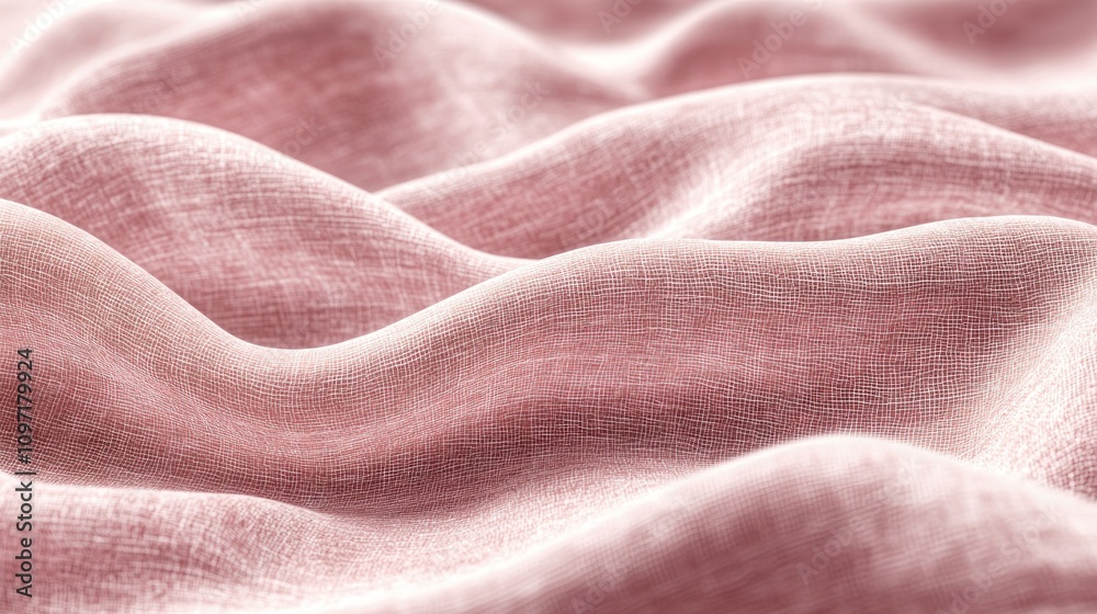 Poster a close-up view of soft, pink fabric with gentle waves and folds.