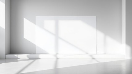 Obraz premium A mockup showcasing a blank poster and flyer on a white wall with shadows, shadows, presentation, advertising