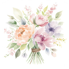 Namalowany pastelowy bukiet kwiatów	