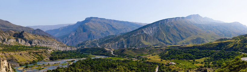Obraz premium Fantastic mountain nature, canyons and meadows. nature of the Caucasus, Republic of Dagestan