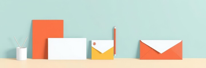 Fototapeta premium Envelope die cut mock up template vector with various designs and sizes for professional presentations and branding projects, identity, concept, business