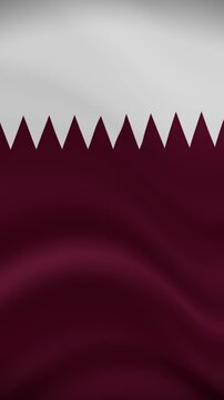 Qatar Waving Flag in Vertical Orientation. Realistic Flag Animation. Seamless Loop Background.	