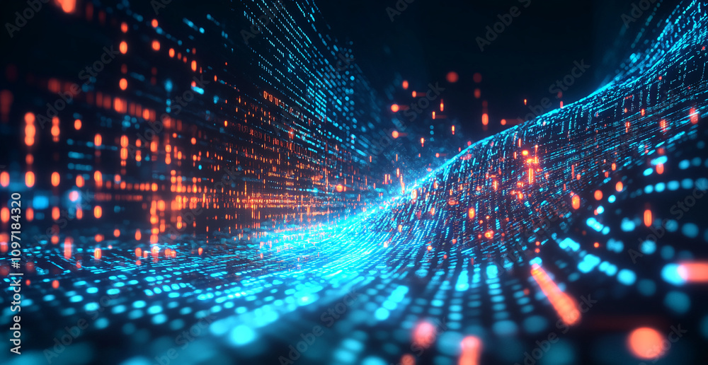 Aufkleber Dynamic representation of data flow in a virtual network during nighttime