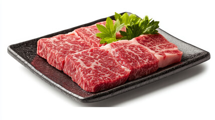 Chopped raw meat with visible fat , placed on a clean white background, highlighting the texture and richness of the fat in the meat