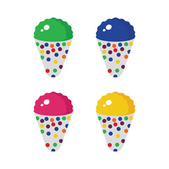 Set of shaved ice on cones vector modern illustration
