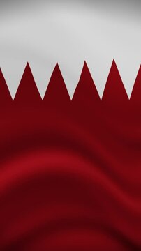 Bahrain Waving Flag in Vertical Orientation. Realistic Flag Animation. Seamless Loop Background.	