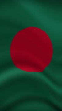Bangladesh Waving Flag in Vertical Orientation. Realistic Flag Animation. Seamless Loop Background.	