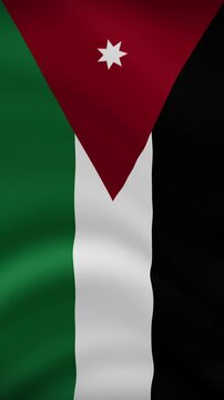 Jordan Waving Flag in Vertical Orientation. Realistic Flag Animation. Seamless Loop Background.	