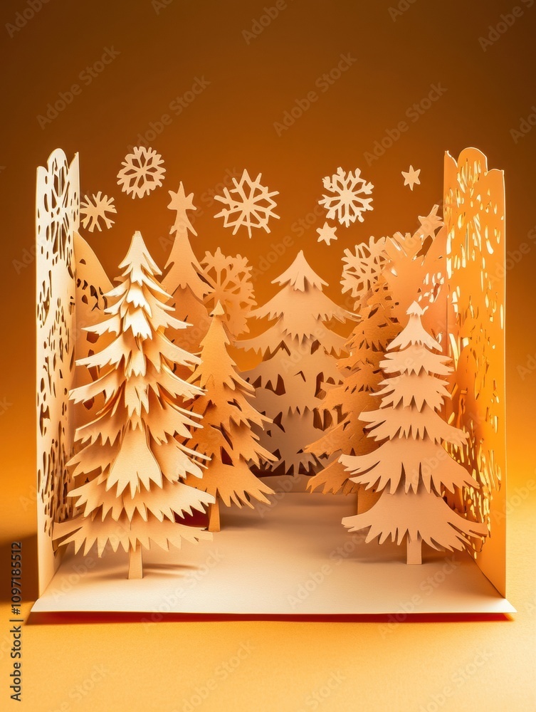 Poster this elegant holiday card features delicately crafted trees and snowflakes, perfect for sending seas
