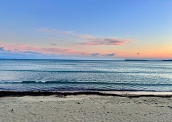 pink sunset on the beach in Bulgaria