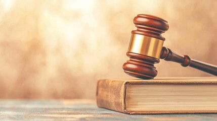 Obraz premium Legal Conformity - Judge's Gavel, Law Book, and Instruction Papers for Justice Concept