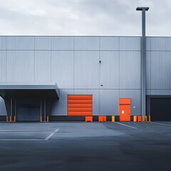 Obraz premium exterior of a modern warehouse with a small office unit