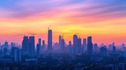 Fototapeta premium Mumbai Skyline at Sunrise Under Construction