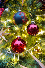 christmas background with balls and fir branches	