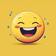 Happy Yellow Emoticon Laughs Joyfully