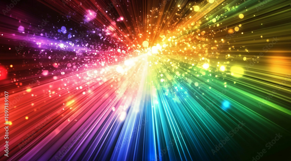 Aufkleber colorful light rays burst across the dark background creating a vivid explosion of colors and energy
