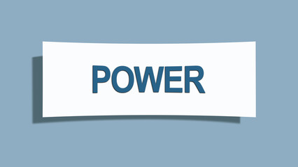 Power. A card isolated on blue background.