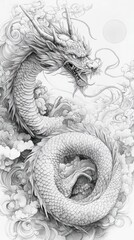 Obraz premium Majestic Dragon Ascending Through Cloudscape