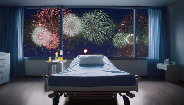 Fireworks Seen from a Hospital Room