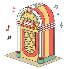 Retro Jukebox Vector Illustration Festive Environment Vibrant Colors Cheerful Viewpoint