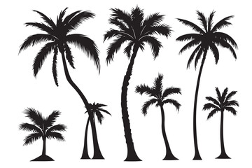 Palm tree silhouette set vector design
