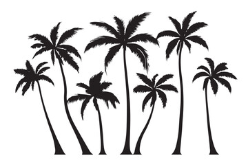 Fototapeta premium Palm tree silhouette set vector design