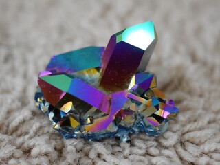 Close-up of shining titanium crystal