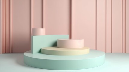 Whimsical Display. shelf stands in a room, awaiting product demonstration. Generative AI