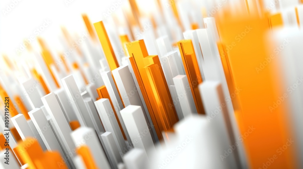 Aufkleber Abstract arrangement of vertical bars in orange and white, creating a dynamic visual effect.