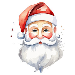 Hand drawn watercolor painting of a Santa Claus portrait vintage illustration isolated on white background. Christmas collection vector illustration
