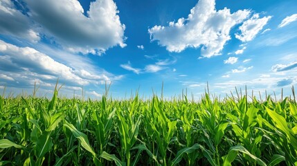 corn field or maize field at agriculture farm in the morning sunrise	
