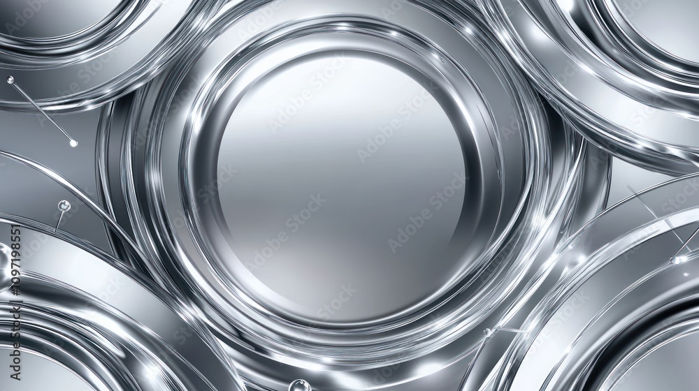 Aufkleber a sleek, abstract design featuring circular metallic elements with reflective surfaces.