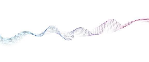 Flowing Dot Wave halftone gradient pattern on transparent background	