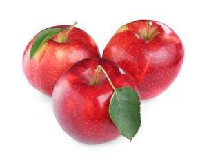 Fresh ripe red apples isolated on white