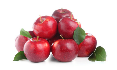 Fresh ripe red apples isolated on white