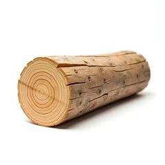 Wooden log on the white