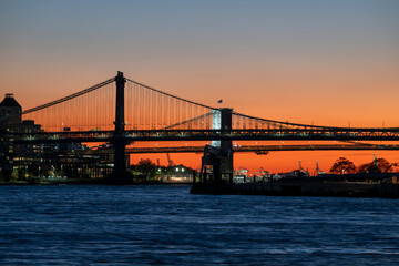 New York bridges at sunset