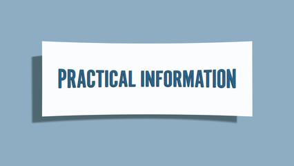 Practical information. A card isolated on blue background.